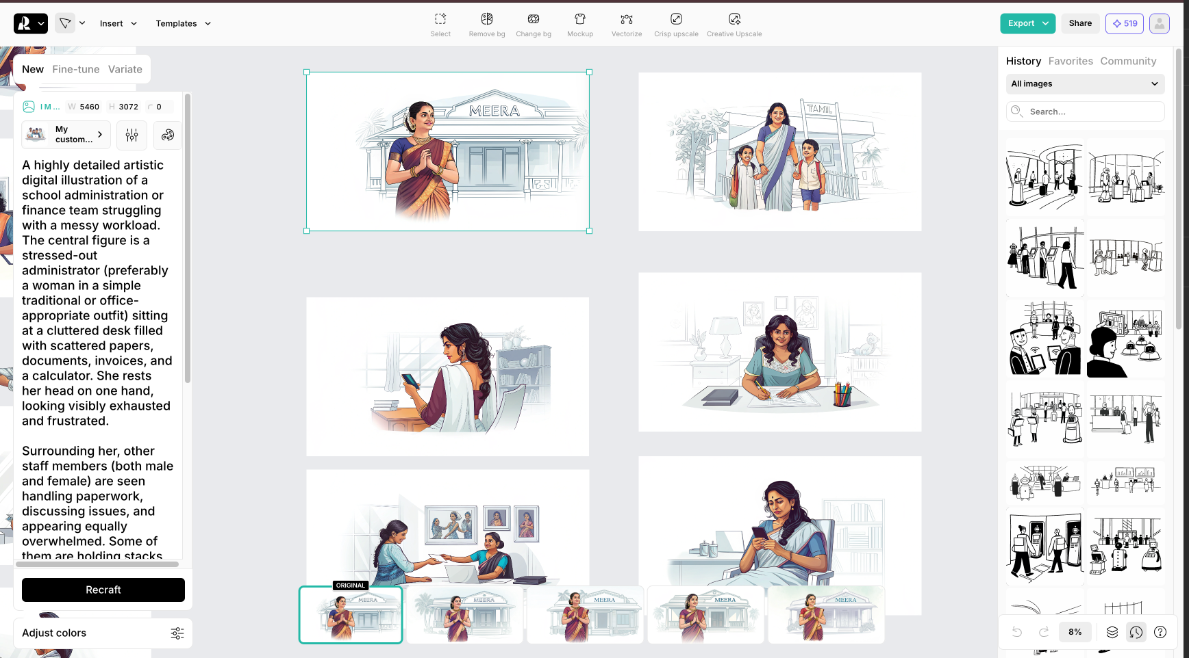 Recraft being used to generate style consistent illustrations effortlessly