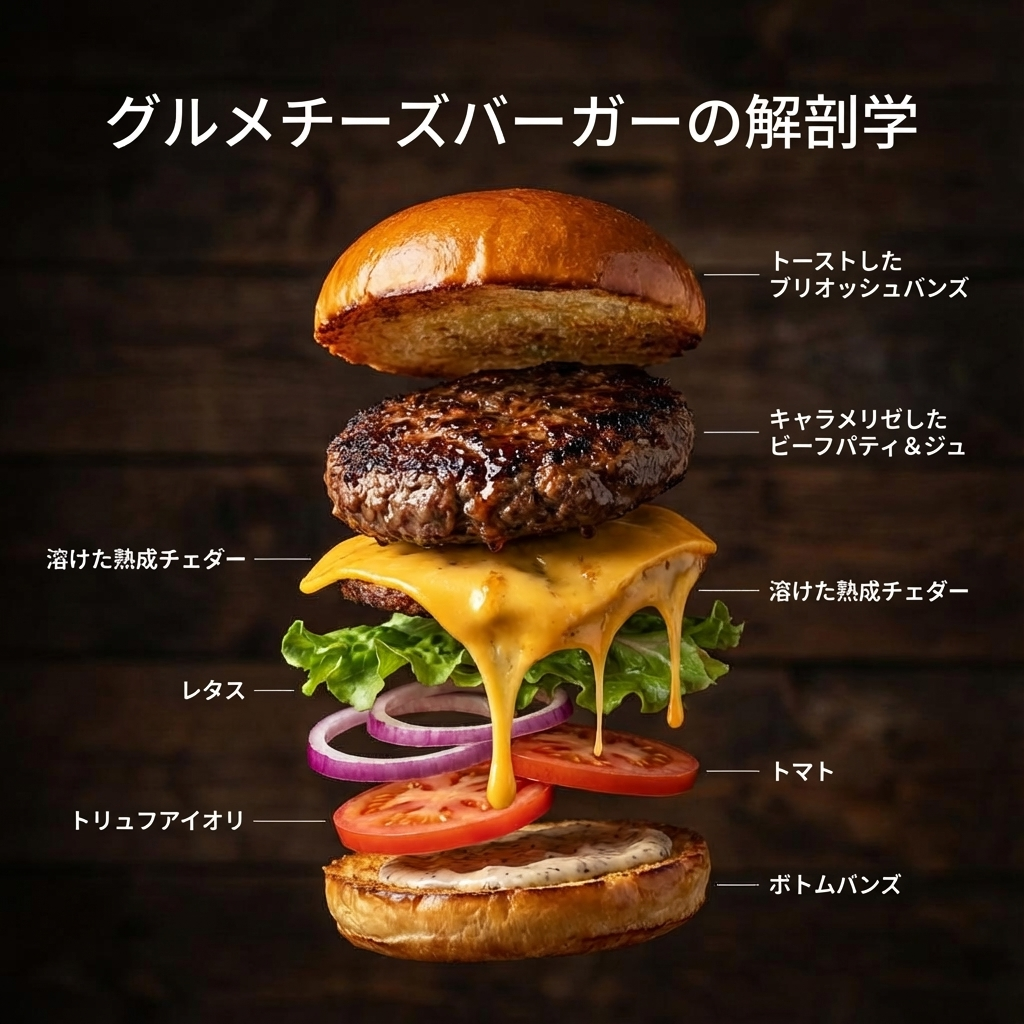 Japanese version of the cheeseburger infographic generated by Nano Banana Pro