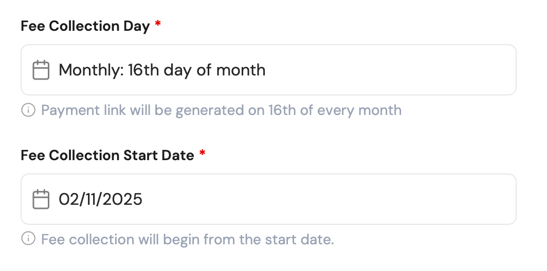 UI of CoFee, the fee management system