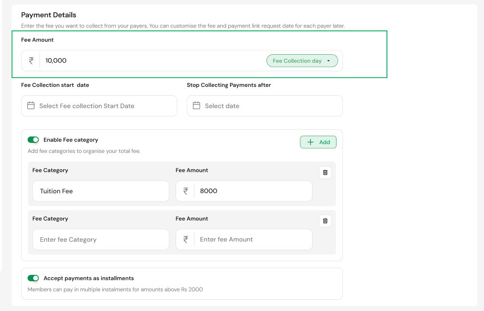 Updated UI of CoFee, the fee management system