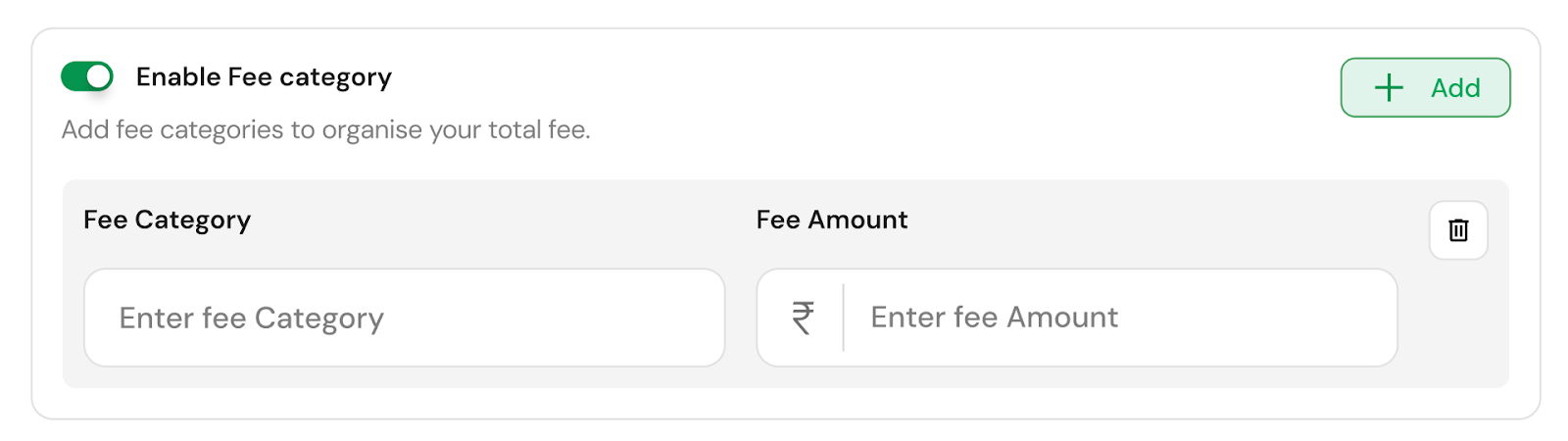 Updated UI of CoFee with the option "Enable fee category"