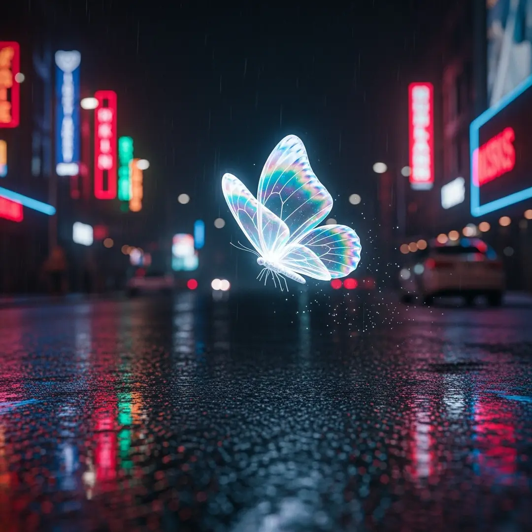 holographic butterfly generated with Imagen 4