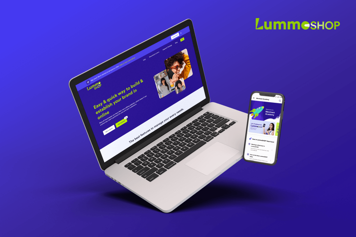 Home page design of Lummoshop, Indonesia's largest D2C SaaS E-Commerce platform, that empower entrepreneurs and brands in SEA to accelerate their growth and to serve their customers by giving them the best technology