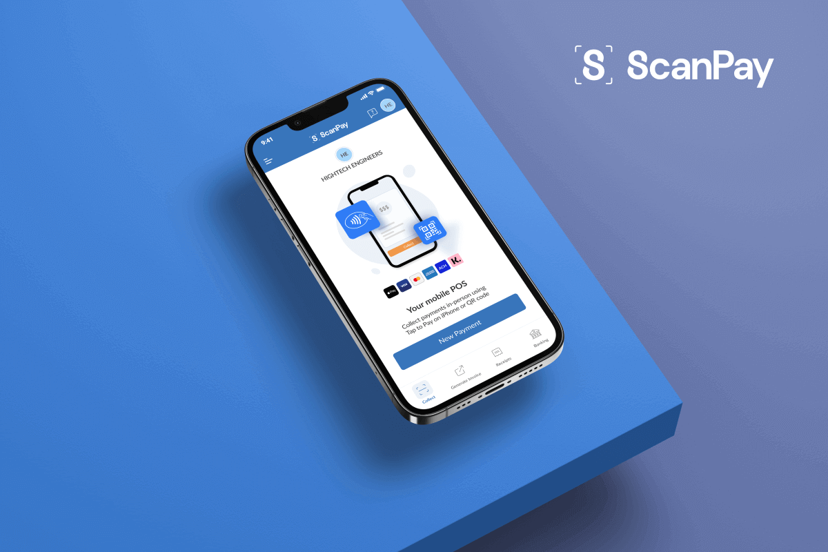 App screen design of Scanpay, a feature-fledged FinTech application that helps Small Business users in the United States collect payments without a card terminal.