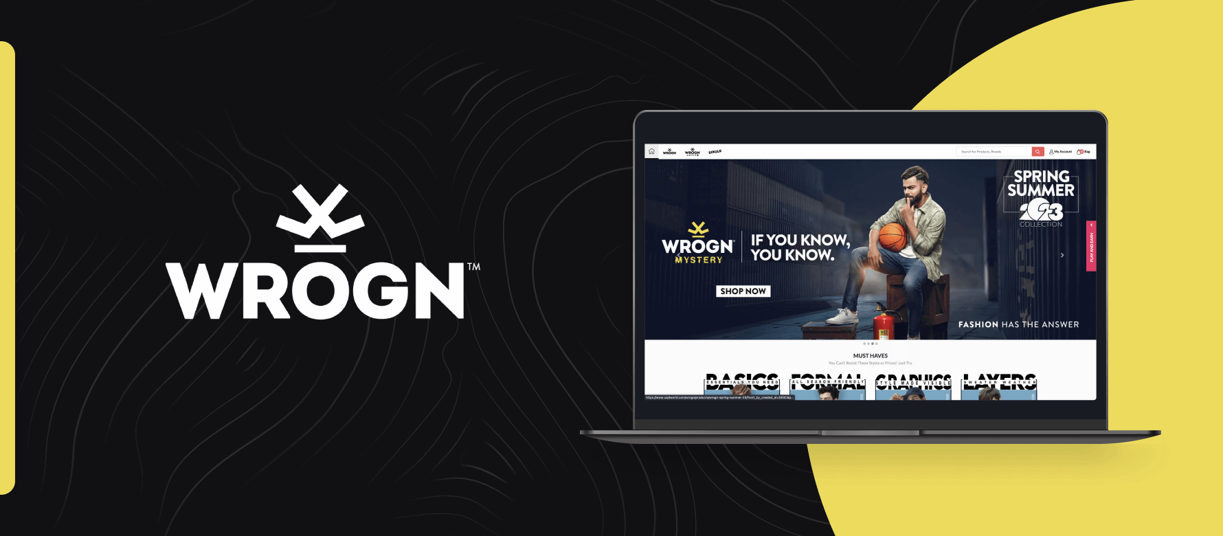 Case Study | Home page design of Wrogn, E-Commerce based premium fashion brand from India
